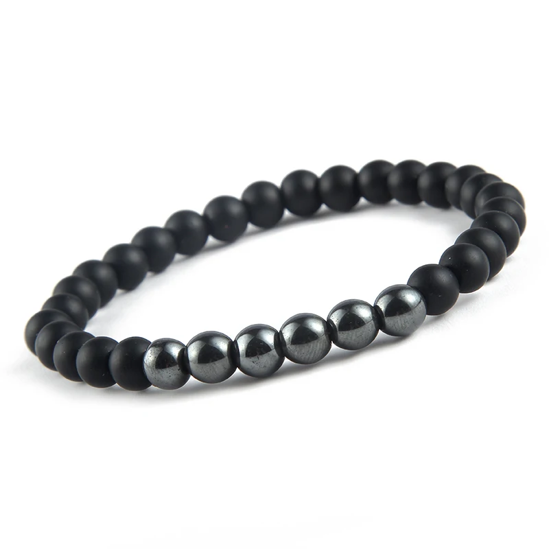 Women Black Natural Stone Bracelet Beads Hematite Therapy Health Care Magnet Men's Jewelry | Украшения и аксессуары