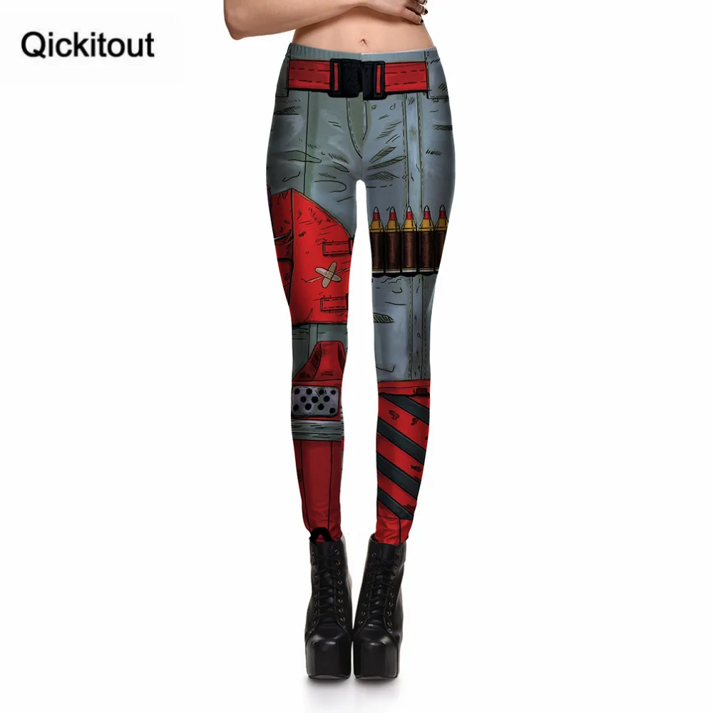 Qickitout леггинсы модные женские роботы машина лекарственные пуля красные с