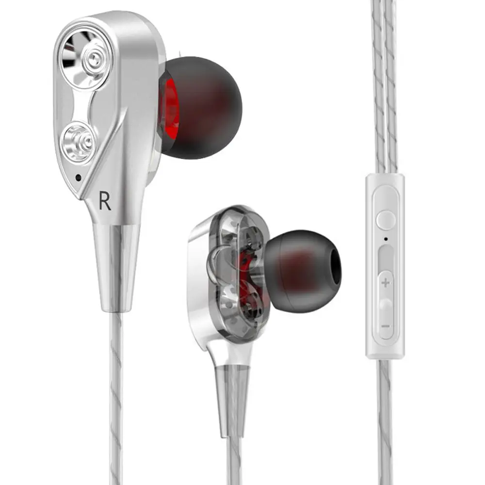 Handsfree Dual Driver микрофон двойной блок стерео Бас Наушники для бега Спортивная