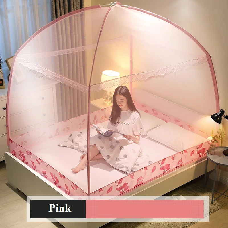 pink Многоразмерная Бытовая Складная Москитная сетка для одной двойной кровати Роскошная монгольская юрта антимоскитная палатка для взрослых сетчатый навес - Цвет: pink