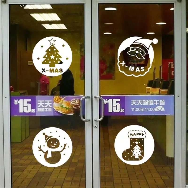 Рождество Санта-Клаус дерево Снеговик носок стены окна стикер xmas62