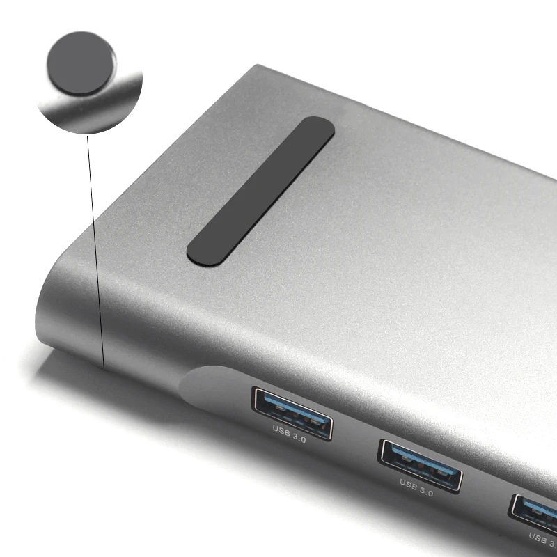 Многофункциональный 11 в 1 Usb C концентратор, алюминиевый адаптер типа C с 3 портами Usb 3,0, 3,5 мм аудио порт, Sd/Mmc/Tf Micro-Sd порты, Gigab
