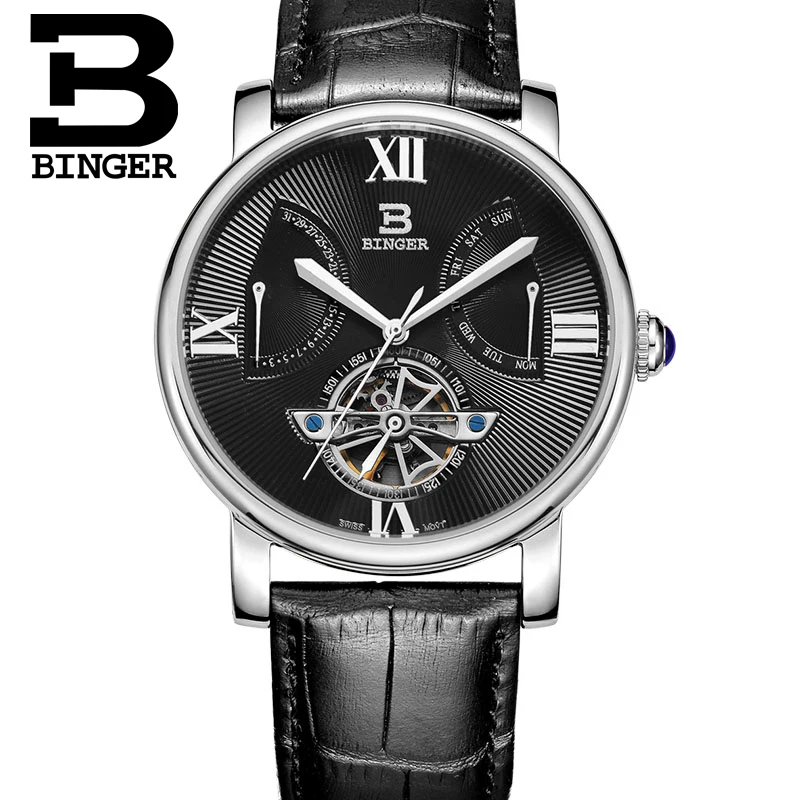 Мужские модельные часы Tourbillion автоматические с кожаным ремешком