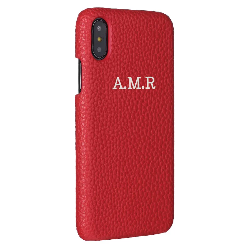 Silver-Red Leather Персонализация под заказ галька зернистая кожа роскошное Золотое первоначальное имя для iPhone 11 Pro X XR XS Max 6S 7 7Plus 8 8Plus чехол для телефона - Цвет: Silver-Red Leather