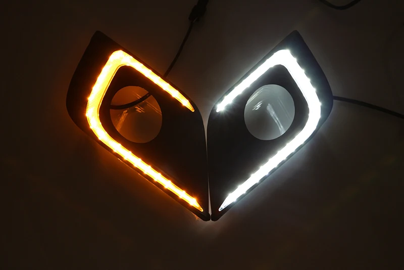 1Pair For Nissan Murano 2015 2016 2017 2018 DRL Daytime Running Lights fog lamp cover Daylight with yellow turn signal |
