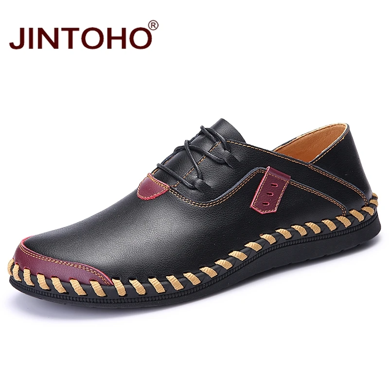 Туфли JINTOHO мужские кожаные натуральная кожа Повседневная модная обувь черные 2018 |