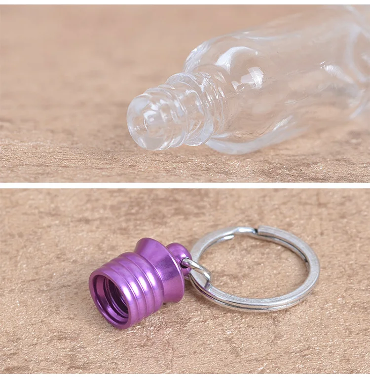 

Color Car Perfume Essential Oil Pendant Key Holder Perfume Bottle Decorations Creative Key Ring Glass Bottle 100PCS/LOT