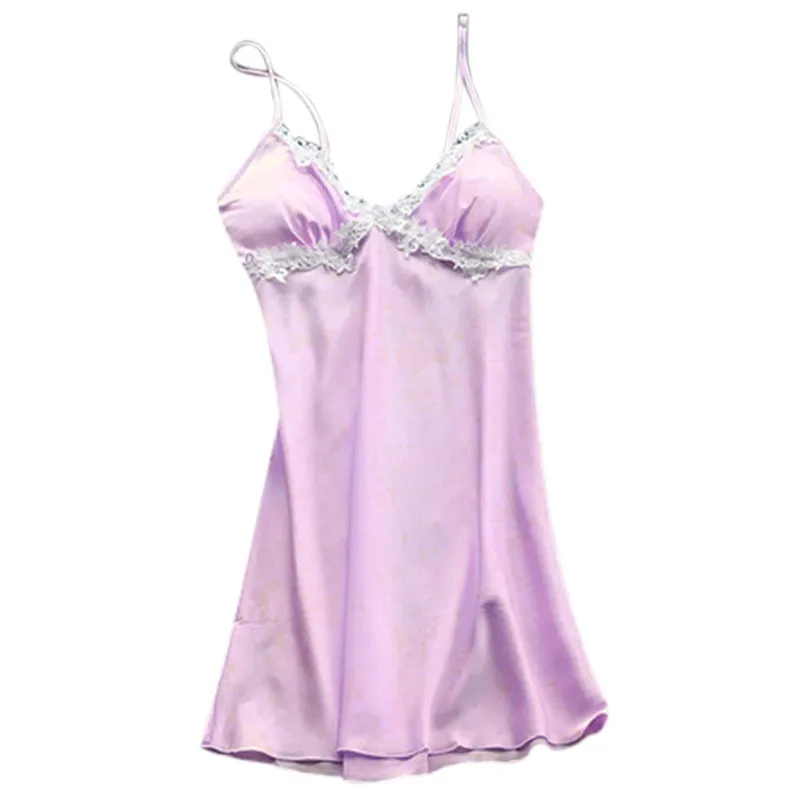 light purple 5 шт., женское сексуальное кружевное белье, ночное белье, нижнее белье, ночная рубашка, женская ночная рубашка, летние Ночные сорочки, мягкая сексуальная ночная рубашка#15S - Цвет: light purple