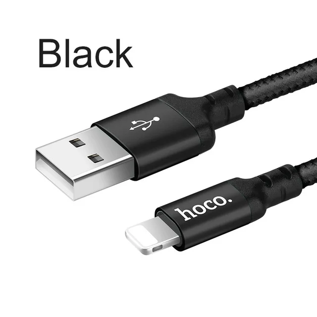 Черный НОСО Нейлон Плетеный USB кабель для айфона Lightning передачи данных зарядный кабель для айфон 8 7 6 6s 5 usb шнур для зарядки iphone 5s x 10 зарядное устройство для телефона - Цвет: Черный
