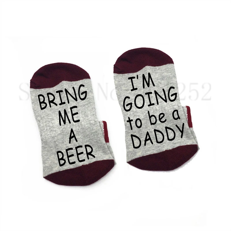Носки с надписью Bring me a beer I'm to be daddy хлопковые эластичные удобные носки унисекс
