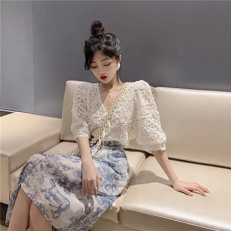 Hzirip New Simple Lace Short Sleeves Loose Sweet Solid Casual Female Cardigans Chiffon Basic Shirts |