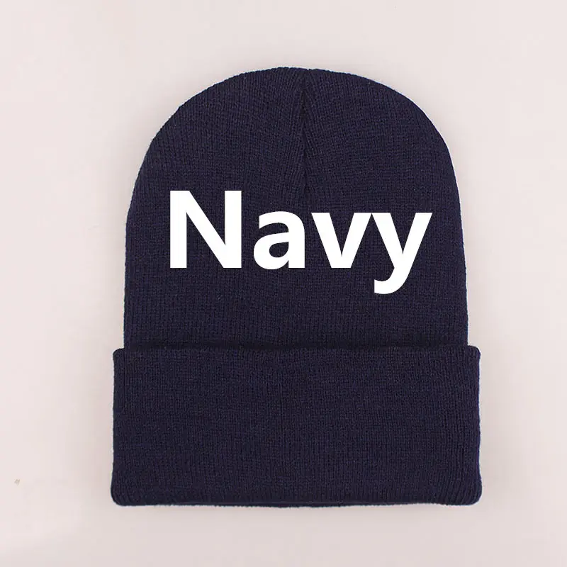 DIY design Accepts One Winter Beanie 24 Colors Hats Printing Your Own Logo Customized Fashion Warm Cap Unisex Elasticity Knit - Цвет: Тёмно-синий