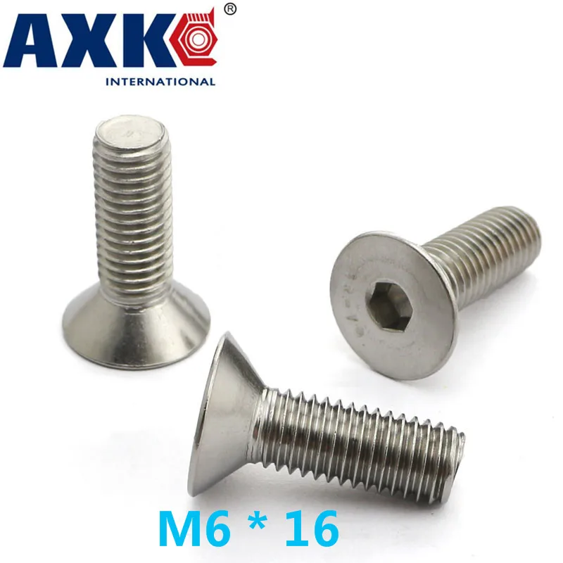 Крепежный круглый болт Axk 15 шт. M6 * 16 аутентичный 304 нержавеющая сталь с потайной
