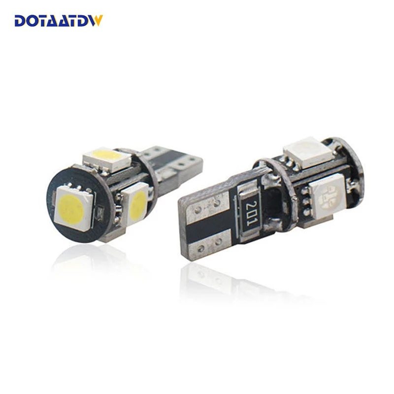 DOTAATDW 4x Canbus IC драйвер 12В Белый светодиод T10 W5W Автомобильная светодиодная лампа 5050