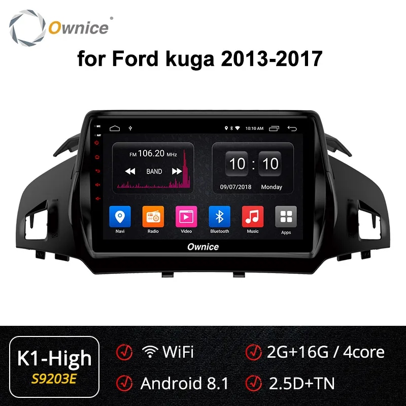 Ownice K1 K2 K3 K5 K6 Восьмиядерный Android 9,0 автомобильный Радио плеер gps Navi для Ford Kuga 2013- 4G LTE DSP 360 Panorama - Цвет: S9203 K1-High