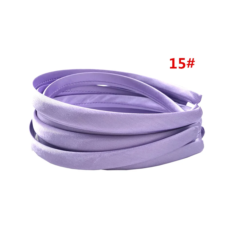 15 Light Purple 23 шт./лот, 15 мм, 23 Цвета, однотонная цветная атласная ткань, покрытая полимерной лентой, лента для волос для взрослых и детей, повязка на голову для девочек, аксессуары для волос DIY - Цвет: 15 Light Purple