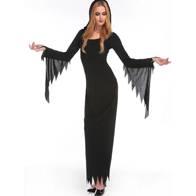 Новый стиль женский 2018 костюм для взрослых демон Хэллоуина черный длинный рукав