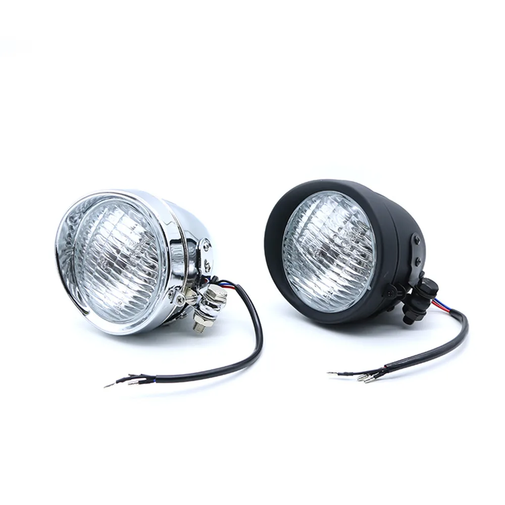 Мотоциклетная черная фара галогенная алюминиевая винтажная для Harley Honda Yamaha Cafe Racer