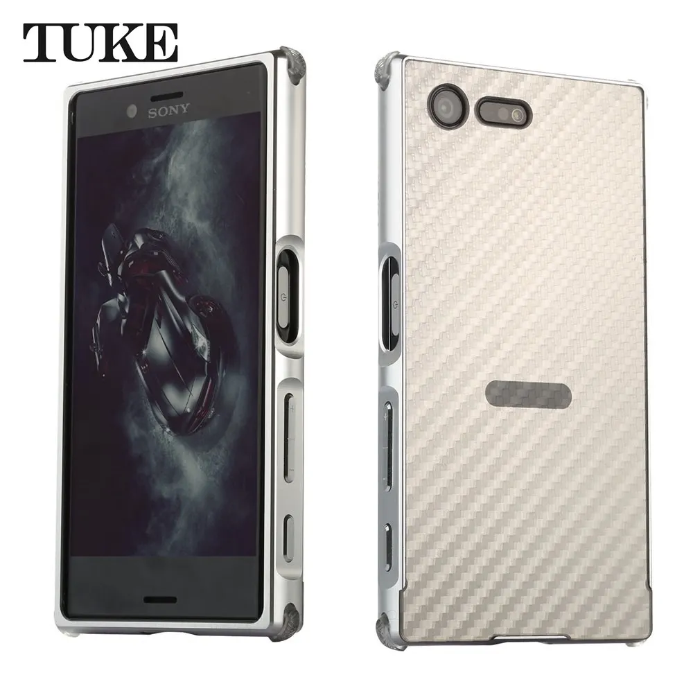 Чехол TUKE для sony XZ Premium, металлическая рамка для sony xperia XZ Premium G8142 G8141, Жесткий Чехол из волокна для sony E xperia XZ Premium - Цвет: Серебристый