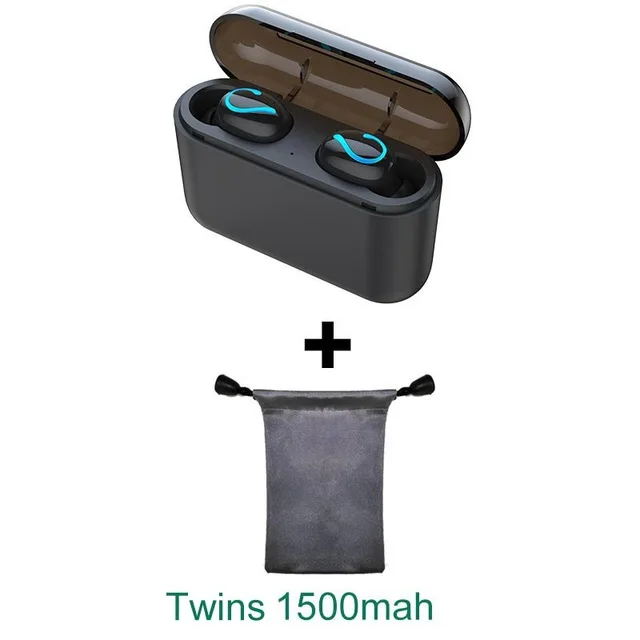 1500mah new add bag Новинка Bluetooth 5,0, наушники TWS, беспроводные наушники IPX5, водонепроницаемые наушники, Спортивная стереогарнитура, глубокий бас, для iphone, samsung, HBQ - Цвет: 1500mah new add bag