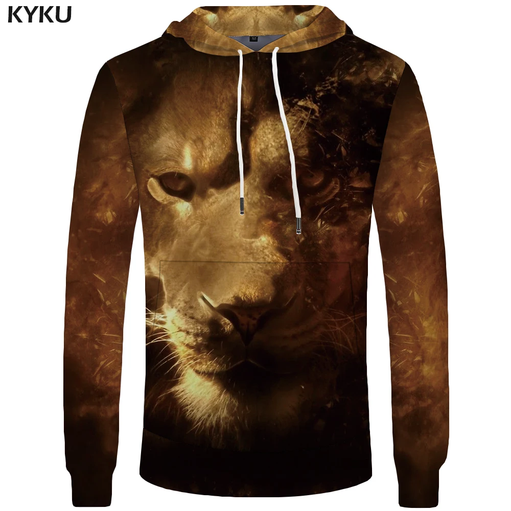 Kyku бренд Lion Sweatshirt Для женщин худи Animal Толстовки Повседневное с большой Размеры