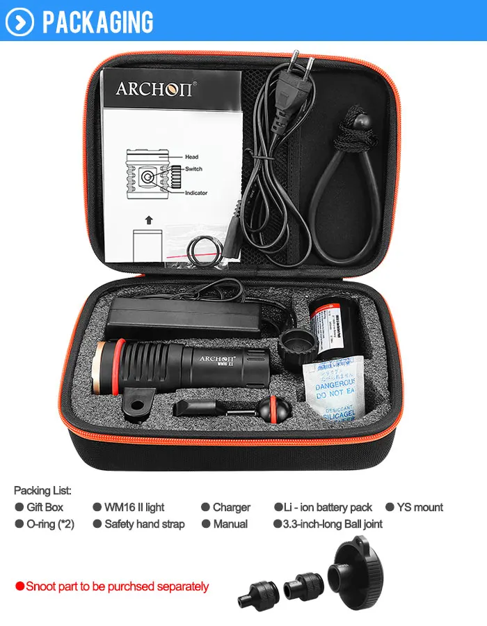 ARCHON DM10 II WM16 II Дайвинг видео Точечный светильник Макс 3500 люмен Красный 12 Вт УФ 12 Вт подводный 100 м водонепроницаемый Дайвинг светильник