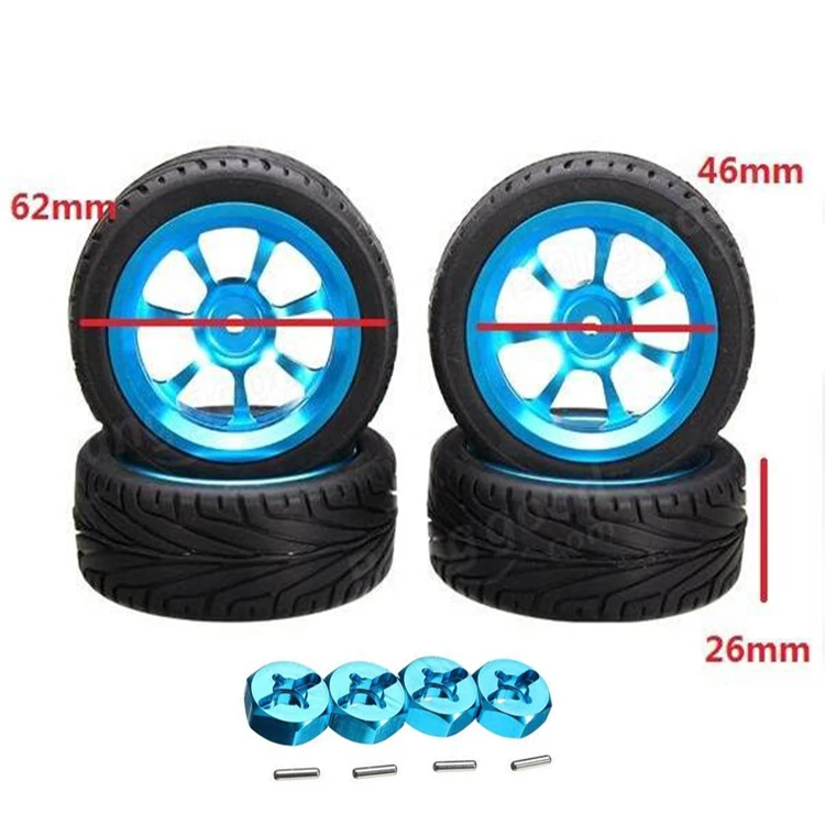 1:10 обычное колесо из алюминиевого сплава с шинами + комбайнер 12 мм для Wltoys A959-B RC