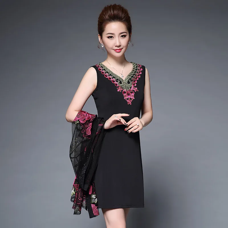 2019 Весна Китайский Стиль платье с вышивкой высокое качество Элегантные 2 шт. без