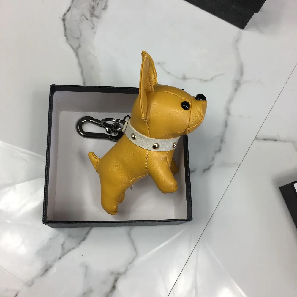 Bulldog Keychain Pu Leather France Bulldog Keychain Handbag Animal Dog Keyring Holder Bag Charm Trinket Bulldog Bag Accessories