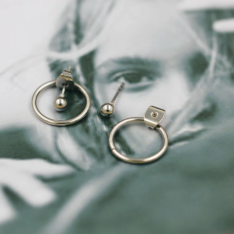 

Fashion Jewelry Punk Style Geometry Circular Metal Back-hanging Earrings women Ear Nails earring