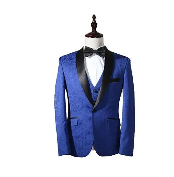 3 шт. королевский синий черный шаль мужские костюмы свадебные для мужчин жених