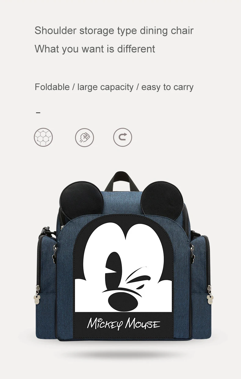 Disney пеленки мешок рюкзак изоляционные сумки Минни Микки большая сумка для путешествий Оксфорд кормления ребенка Мумия подгузник обеденный кресло-сумка