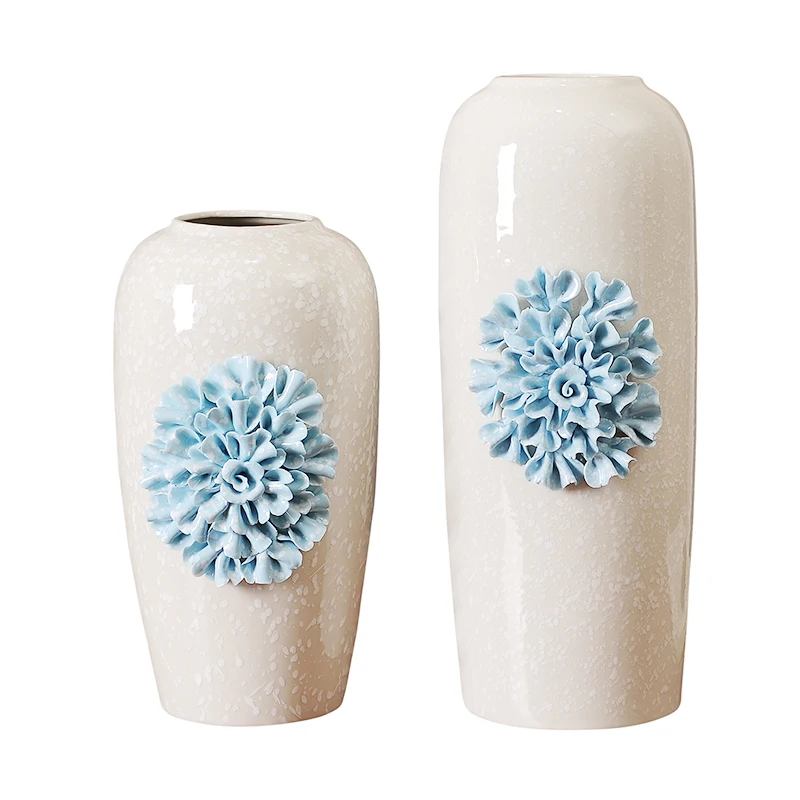 Европейская синяя керамическая ваза для домашнего декора художественные