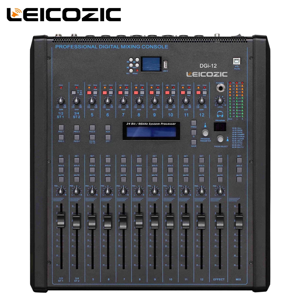 Leicozic 12-канальный Профессиональный цифровым микшером DGI-12 стоечные консоли цифровой микшерный пульт запись dj микшер профессиональный