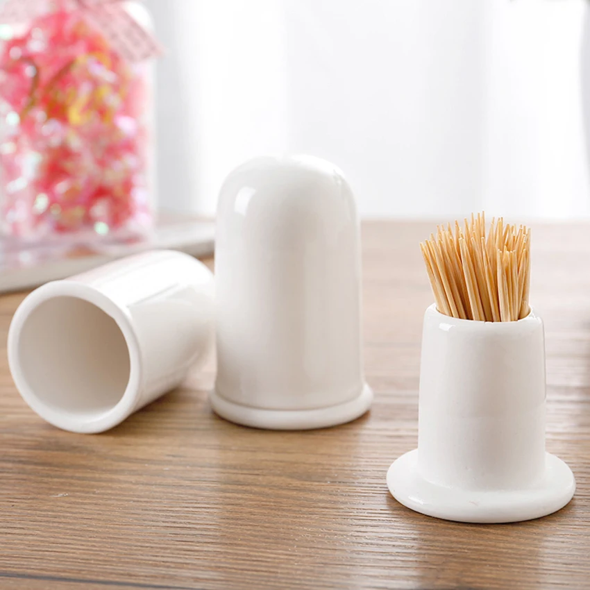 Простой белый костяной фарфор держатели для зубочисток Керамика симпатичный