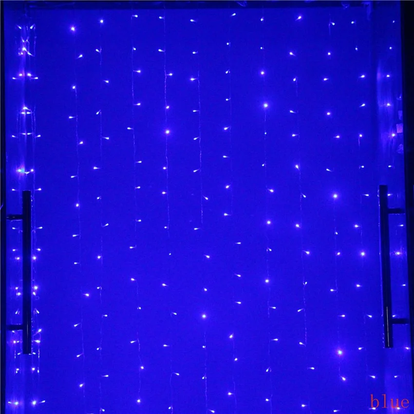 Blue 3 м X 3 м 300 светодиодный Сказочный светильник для занавесок, гирлянда, светодиодный светильник s, уличный Праздничный Рождественский декоративный Свадебный Рождественский светильник - Испускаемый цвет: Blue