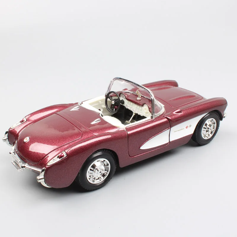 1:24 Масштаб дорожный знак винтаж 1957 Chevrolet Corvette Chevy Vette Sting Ray Diecasts& автомобили-модельная игрушка хобби Металл Мальчики
