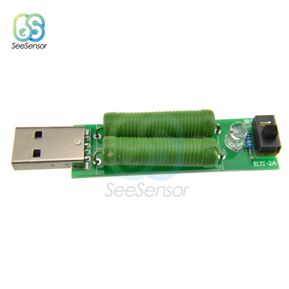 USB мини нагнетания Интерфейс нагрузочный резистор с переключателем регулируемые 2A 1A Батарея Ёмкость Напряжение разряда тестер сопротивления