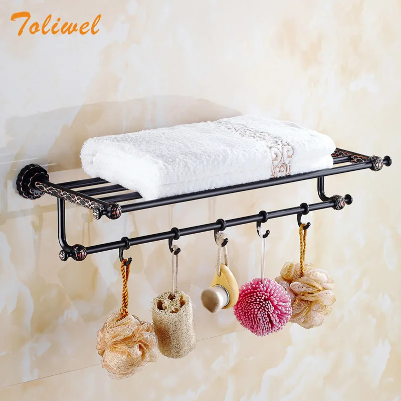 Набор аксессуаров для ванной комнаты черный латунный держатель полотенец