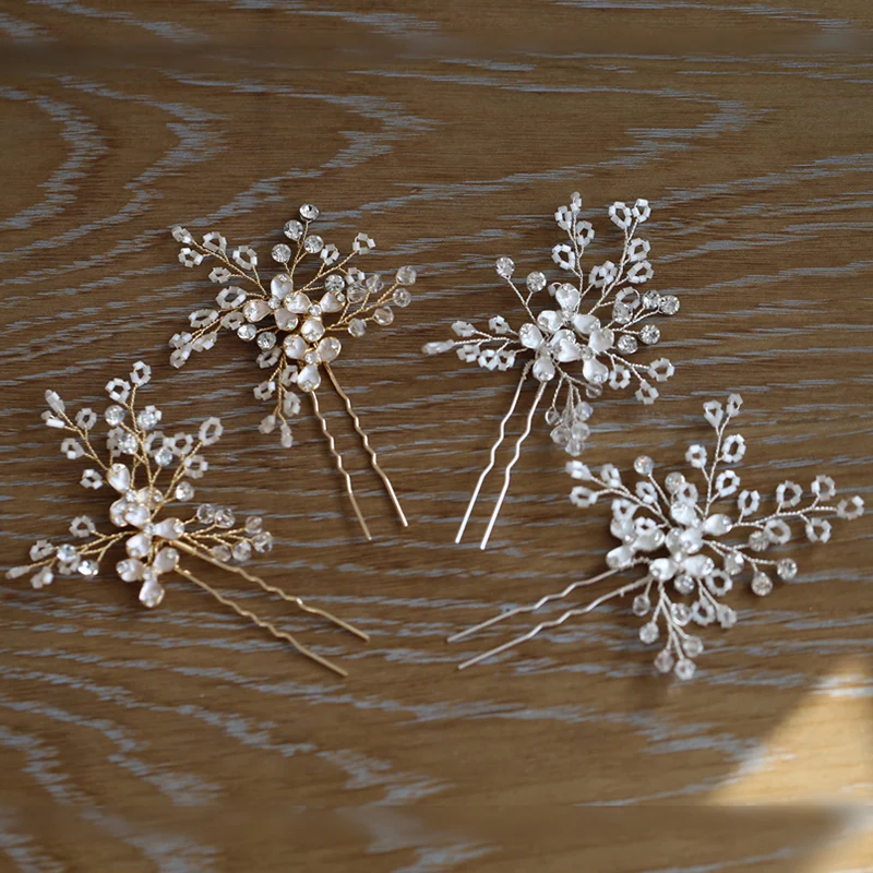 Jonnafe золотистые Серебристые цветочные свадебные шпильки для волос аксессуары