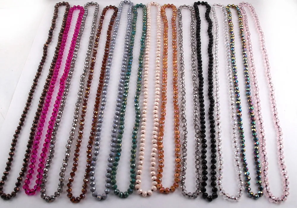 Фото Модные ювелирные изделия, черное Хрустальное стекло, длинный узлом Halsband 5X 8 ожерелье со стеклянными кристаллами №4