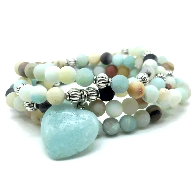 amazonite stone Бусины Из Натурального Камня Круглая мала-Йога браслет эластичный Эластичный с металлическим деревом талисманы ожерелье женский браслет Прямая поставка - Окраска металла: amazonite stone