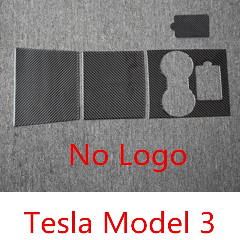 Tesla Modle 3 3D наклейка из углеродного волокна на подлокотник коробка управления панель украшения Защитная Наклейка s углеродное волокно для Tesla 3 - Название цвета: No Logo