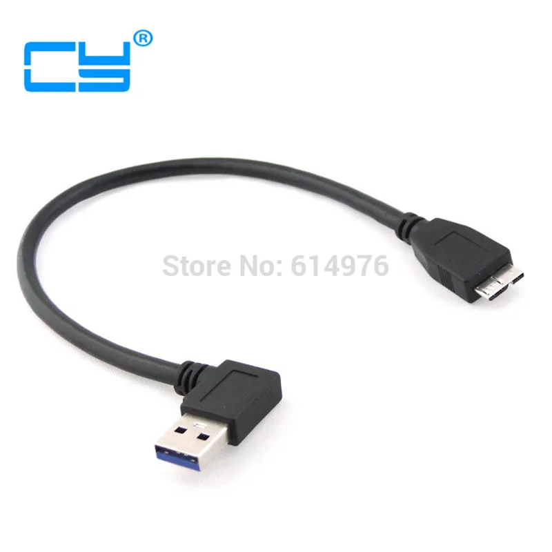 Кабель с прямым углом 90 градусов USB 3 0 тип А папа к Micro B 25 см для Macbook ноутбука и