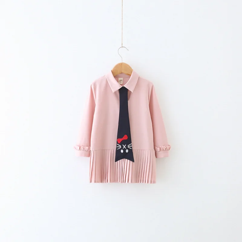 Children Girls Long Sleeve Pleated Dress Girl Princess Chiffon Shirt Preppy Style School Costume | Детская одежда и обувь