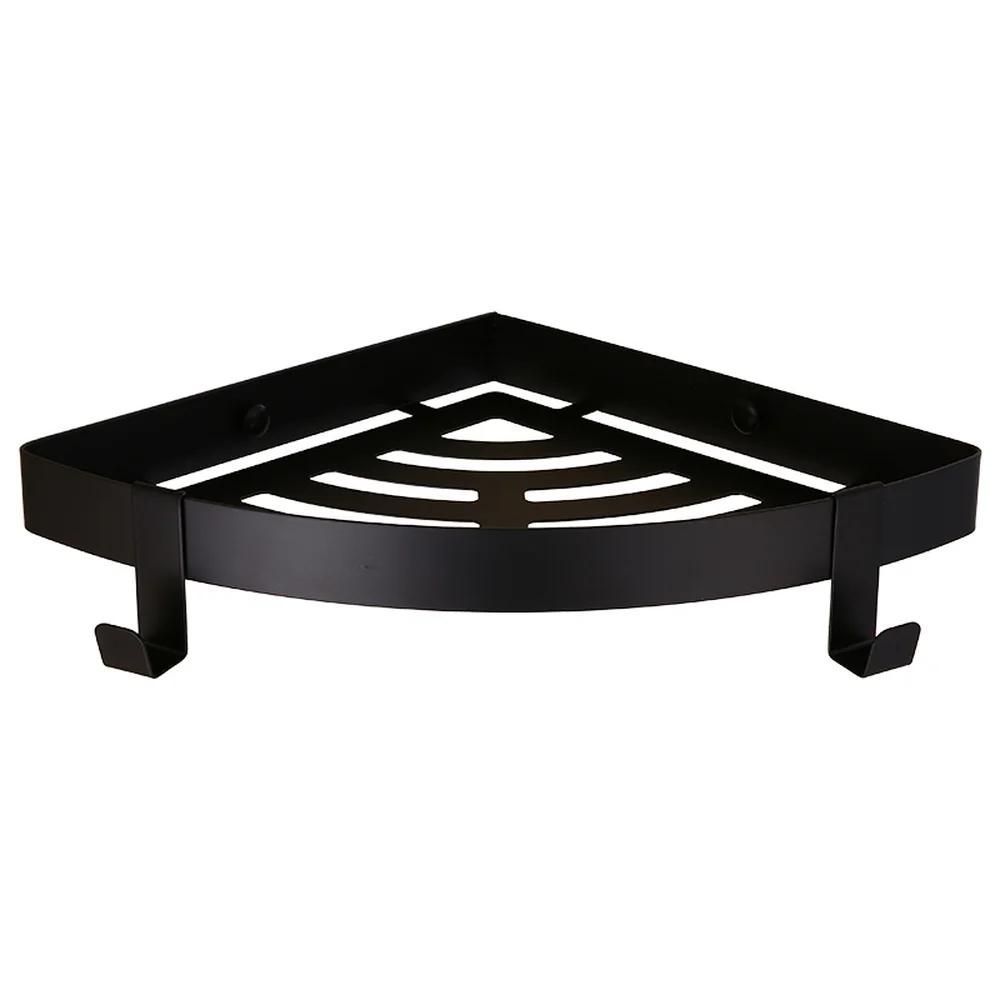 

European style black Free punching bathroom rack 304 stainless steel single deck triangle basket bathroom Storage rack wx8071420