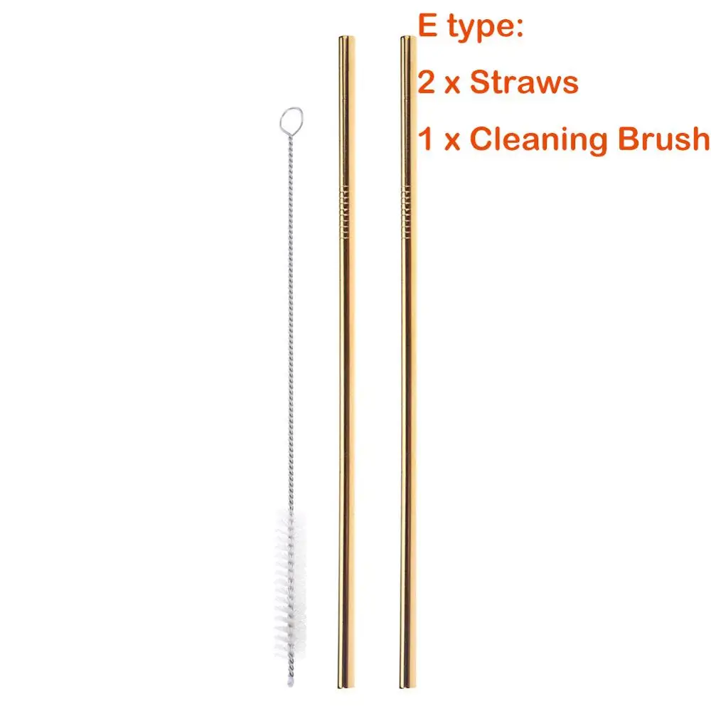 a 2 straws 1 Brush Питьевой соломинки многократного использования из нержавеющей стали питьевой соломинки с чистящей щеткой трубки соломинки Свадебная вечеринка питьевой аксессуары - Цвет: a 2 straws 1 Brush