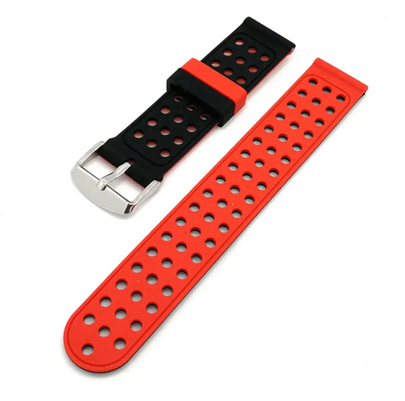 red black 18 мм 20 мм 22 мм силиконовый ремешок для samsung gear sport S2 S3 Frontier amazfit Bip Lite huawei Watch 24 мм Универсальный - Цвет ремешка: red black