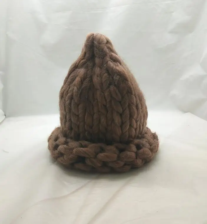 brown SUOGRY Женская мода Зимняя шерстяная шапка грубые линии наружная теплая шляпа бини вязаная шапка многоцветная на выбор - Цвет: brown