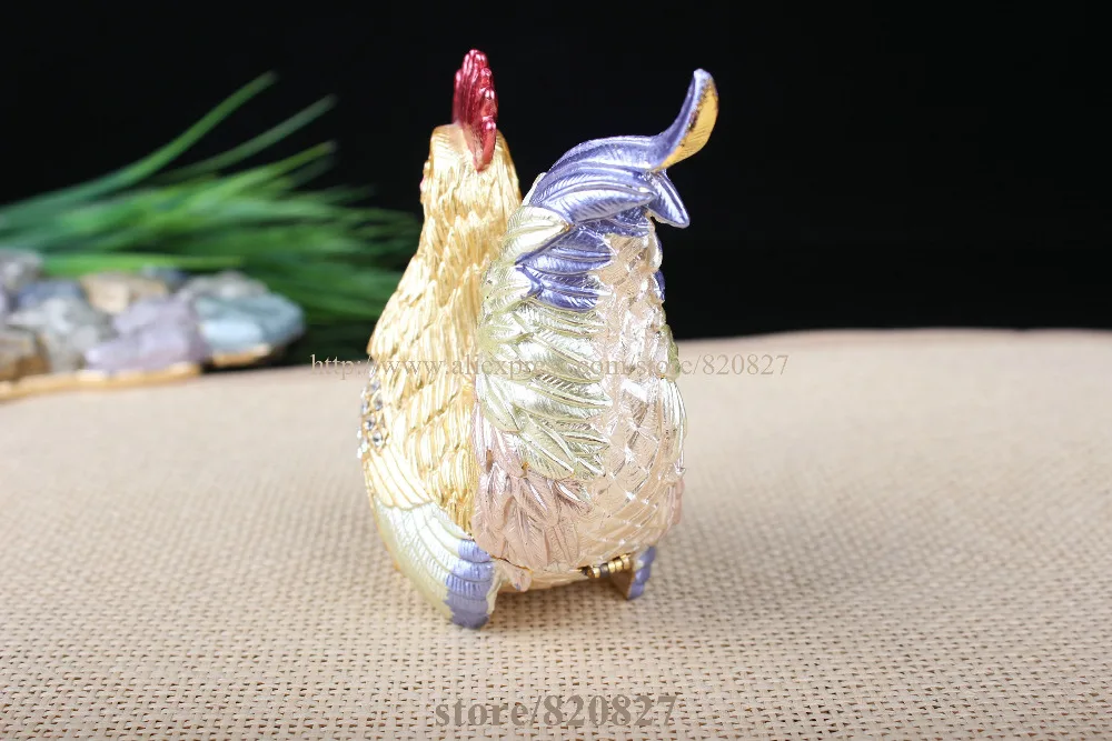 chicken trinket box rooster trinket box  hen jewelry box beautiful metal chicken rooster trinket box figurine